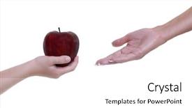  Presentation with apple - Presentation design consisting of young child gives an apple background and a  colored foreground