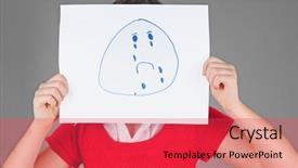  Presentation with child psychology - PPT theme featuring young child holding up sign background and a red colored foreground