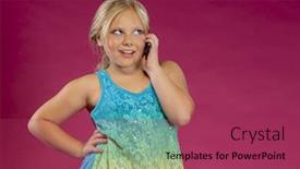  Presentation with electronic environment - Presentation design featuring young child posing in a studio environment with an electronic device background and a violet colored foreground