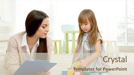  Presentation with play therapy - PPT theme having young child psychologist working background and a lemonade colored foreground