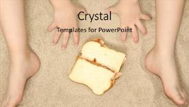  Presentation with peanut - Colorful presentation theme enhanced with young child's hands and feet in sand with peanut butter jelly sandwich backdrop and a lemonade colored foreground