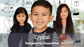  Presentation with school backpacks - Audience pleasing slide set consisting of young children at school backdrop and a dark gray colored foreground