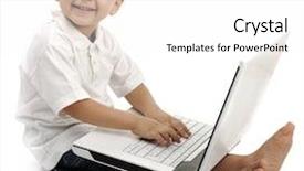  Presentation with laptop - Presentation theme having young children computer - child using a laptop background and a white colored foreground