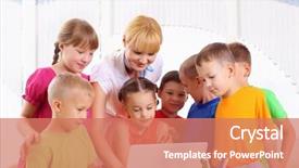  Presentation with students - Theme having young children computer - teacher deals with students background and a  colored foreground