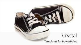  Presentation with childs - Cool new PPT theme with young childs tennis shoes backdrop and a  colored foreground