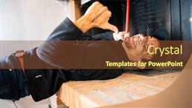  Presentation with work - Presentation theme featuring young-chimney-sweep-at-work background and a tawny brown colored foreground