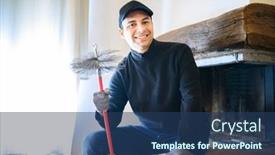  Presentation with house - Theme having young-chimney-sweep-portrait background and a ocean colored foreground
