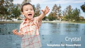  Presentation with chinese - Theme with young-chinese-and-caucasian-boy background and a light blue colored foreground