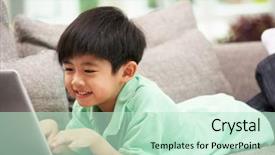  Presentation with medicina tradicional chinesa chinese herb - Beautiful PPT theme featuring young chinese boy using laptop backdrop and a  colored foreground