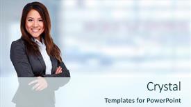  Presentation with usa china business - Beautiful theme featuring young chinese business woman backdrop and a sky blue colored foreground