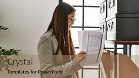  Presentation with chinese chinese - Presentation theme enhanced with young-chinese-businesswoman-smiling-happy background and a coral colored foreground