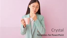  Presentation with chinese - PPT theme featuring young-chinese-businesswoman-wearing-glasses background and a soft green colored foreground