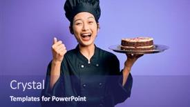  Presentation with chinese chinese - Presentation theme enhanced with young-chinese-chef-woman-wearing background and a navy blue colored foreground