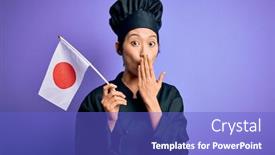  Presentation with shame - Cool new slide deck with young-chinese-chef-woman-wearing backdrop and a cobalt blue colored foreground