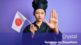  Presentation with japan flag - Presentation featuring young-chinese-chef-woman-wearing background and a royal blue colored foreground