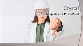  Presentation with woman engineer - Presentation design featuring young-chinese-engineer-woman-wearing background and a white colored foreground