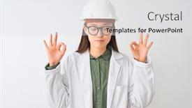  Presentation with woman engineer - PPT layouts featuring young-chinese-engineer-woman-wearing background and a light gray colored foreground