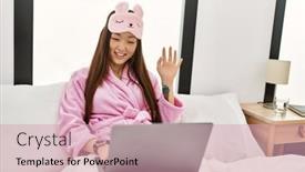  Presentation with video - Presentation design featuring young-chinese-girl-having-video background and a  colored foreground