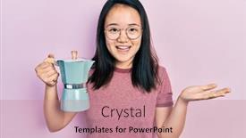  Presentation with italian - PPT theme with young-chinese-girl-holding-italian background and a coral colored foreground