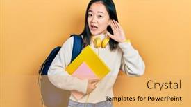  Presentation with chinese chinese - Presentation theme with young-chinese-girl-holding-student background and a yellow colored foreground