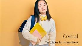  Presentation with chinese - Slide deck with young-chinese-girl-holding-student background and a yellow colored foreground