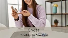  Presentation with measuring - Presentation theme featuring young-chinese-girl-measuring-glucose background and a light gray colored foreground