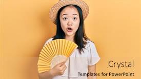  Presentation with chinese - Slide set featuring young-chinese-girl-waving-hand background and a yellow colored foreground