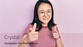  Presentation with chinese - PPT theme with young-chinese-girl-wearing-casual background and a coral colored foreground