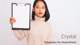  Presentation with inspector - Presentation theme enhanced with young-chinese-inspector-woman-holding background and a lemonade colored foreground