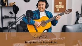  Presentation with classical music - PPT theme with young-chinese-man-guitarist-playing background and a red colored foreground