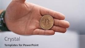  Presentation with bitcoin - Slide set featuring young-chinese-man-holding-bitcoin background and a light gray colored foreground