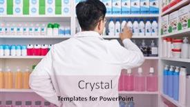  Presentation with product - Slide set consisting of young-chinese-man-pharmacist-holding background and a coral colored foreground