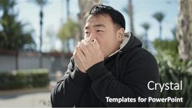  Presentation with chinese - Slide set enhanced with young-chinese-man-rubbing-hands and a black colored foreground