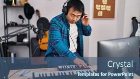  Presentation with music singing - Presentation featuring young-chinese-man-singer-singing background and a  colored foreground