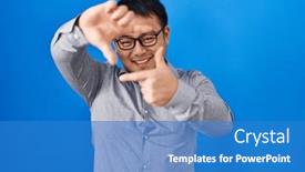  Presentation with creativity - Presentation design having young-chinese-man-standing-over background and a teal colored foreground