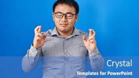  Presentation with hope - Slide deck featuring young-chinese-man-standing-over background and a teal colored foreground