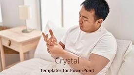  Presentation with chinese - Presentation theme consisting of young-chinese-man-suffering background and a soft green colored foreground