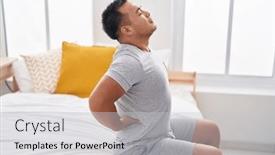  Presentation with injury - PPT theme with young-chinese-man-suffering background and a light gray colored foreground