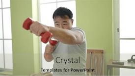  Presentation with boxing - Presentation consisting of young-chinese-man-using-dumbbells background and a mint green colored foreground