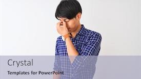  Presentation with blue eyes - PPT theme enhanced with young-chinese-man-wearing-casual background and a light blue colored foreground
