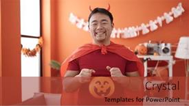  Presentation with devil - PPT layouts having young-chinese-man-wearing-devil background and a red colored foreground