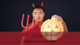  Presentation with devil - Presentation featuring young-chinese-man-wearing-devil background and a tawny brown colored foreground