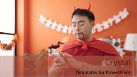  Presentation with devil - PPT theme consisting of young-chinese-man-wearing-devil background and a red colored foreground