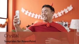  Presentation with devil - Theme enhanced with young-chinese-man-wearing-devil background and a red colored foreground