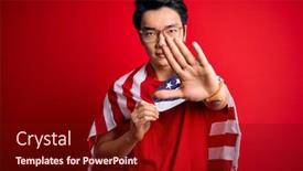 Presentation with america flag - Colorful PPT theme enhanced with young-chinese-patriotic-man-wearing backdrop and a wine colored foreground