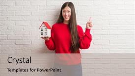  Presentation with brick wall - Audience pleasing PPT layouts consisting of young chinese real state agent backdrop and a light gray colored foreground