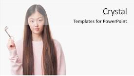  Presentation with chinese - Cool new PPT layouts with young chinese real state agent backdrop and a white colored foreground