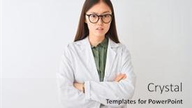  Presentation with chinese chinese - PPT layouts consisting of young-chinese-scientist-woman-wearing background and a light gray colored foreground