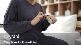  Presentation with lotion - Theme consisting of young-chinese-woman-applying-skin background and a dark gray colored foreground