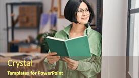  Presentation with chinese chinese - Slide deck featuring young-chinese-woman-artist-smiling background and a tawny brown colored foreground